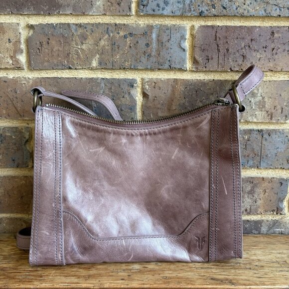 Frye Melissa Leather Top Zip Crossbody Bag Smokey Lavender - Picture 4 of 16